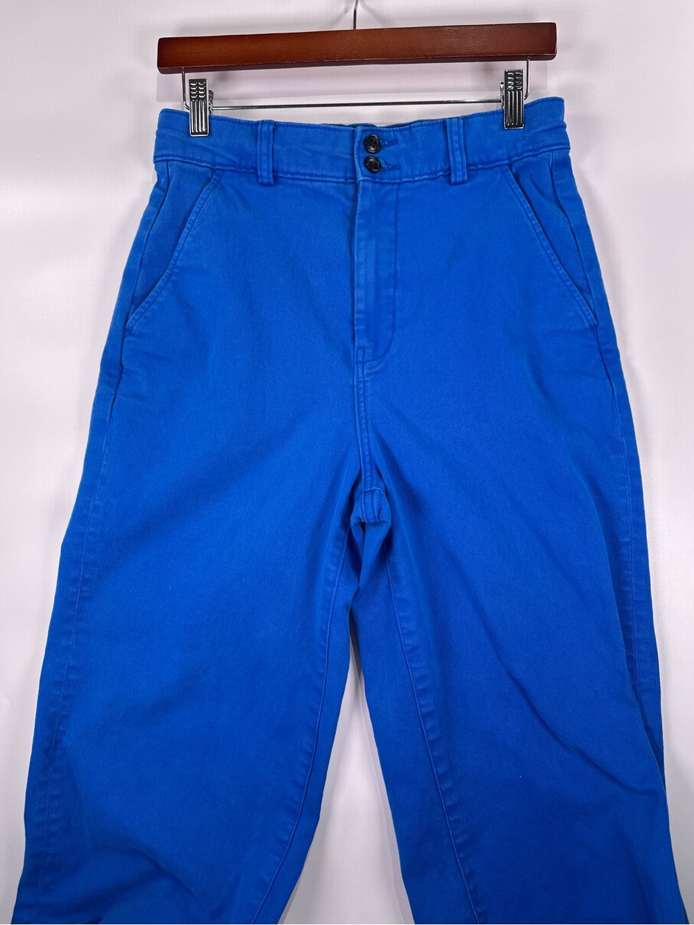 Everlane Utility Wide Leg Crop Pant Bright Blue Organic Cotton Size 6 - Picture 3 of 12